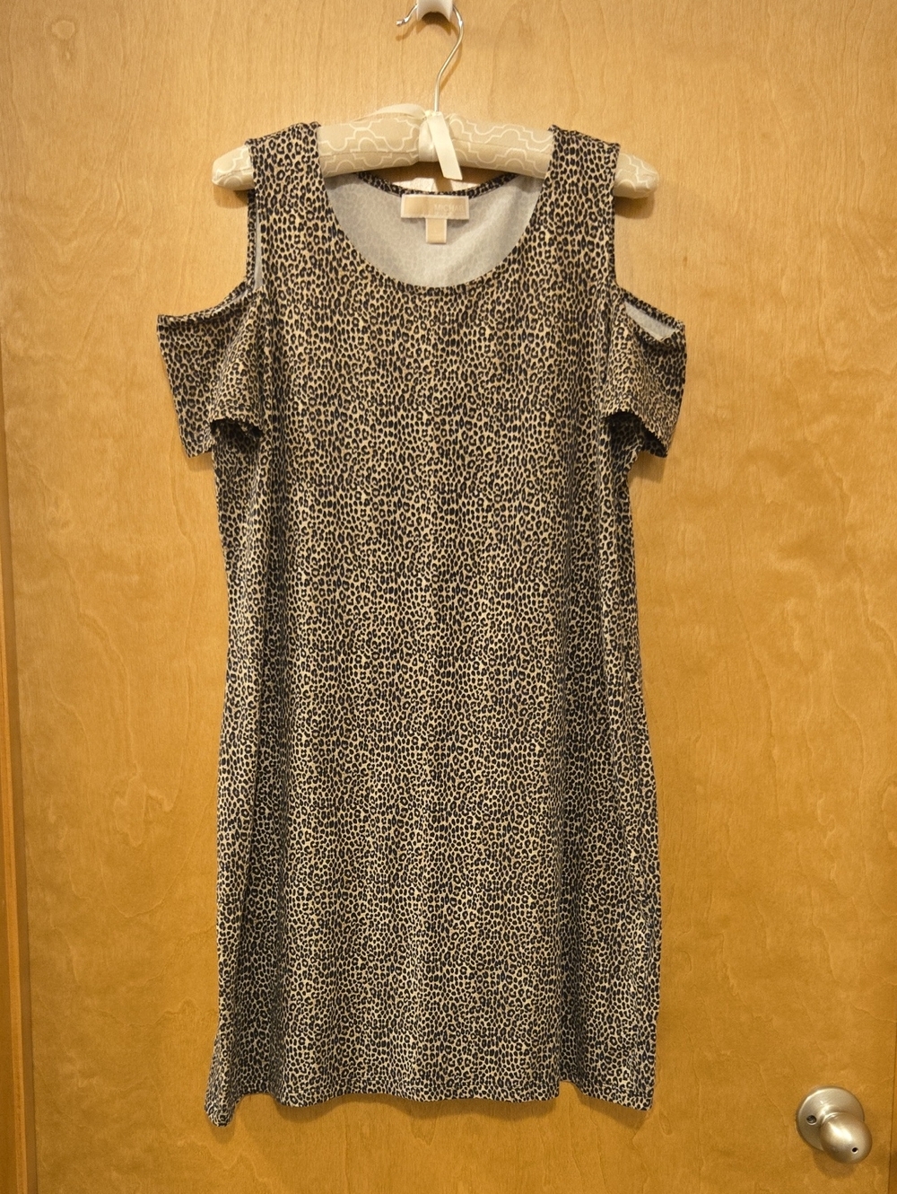 Michael Kors Leopard Cold-Shoulder Midi Dress - Black & Cream
